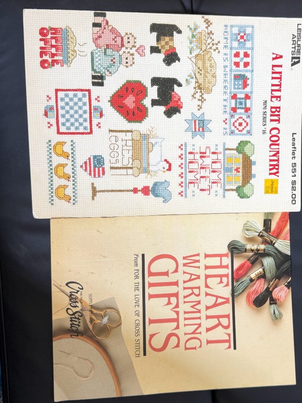2 Cross Stitch Leaflets, A Little Bit Country & For The Love Of Cross Stitch